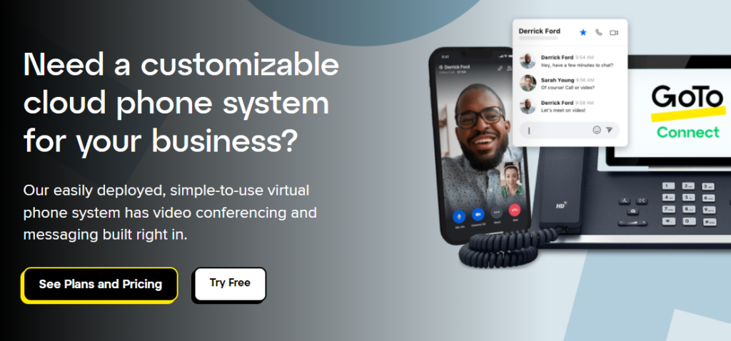 GoTo Connect landing page for business phone service