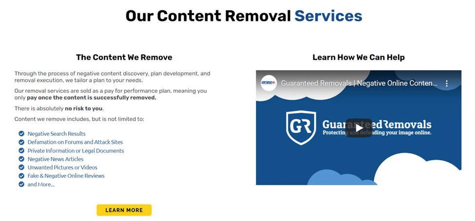 Guaranteed Removals image of "Our Content Removal Services"