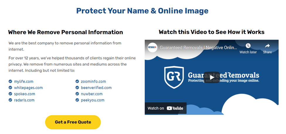 Guaranteed Removals image of "Protect Your Name & Online Image"