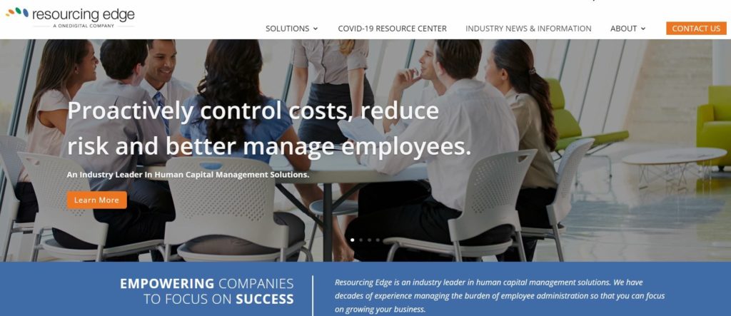 Resourcing Edge website homepage 
