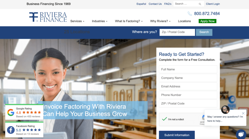 Riviera Finance home page