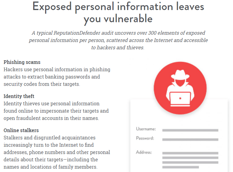 ReputationDefender image of how your personal information being online can leave you vulnerable