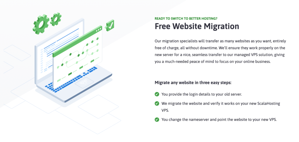Scala Free Website Migration with information on how to migrate any website in three easy steps
