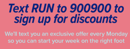 close up of example SMS offer that clearly states "We'll text you an exclusive offer every Monday so you can start your week on the right foot"