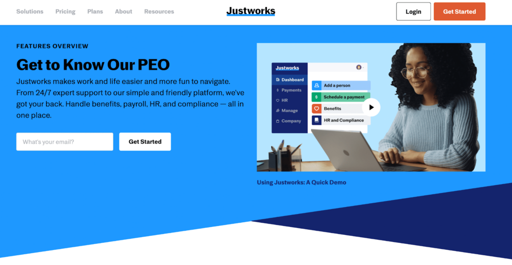 Justworks home page