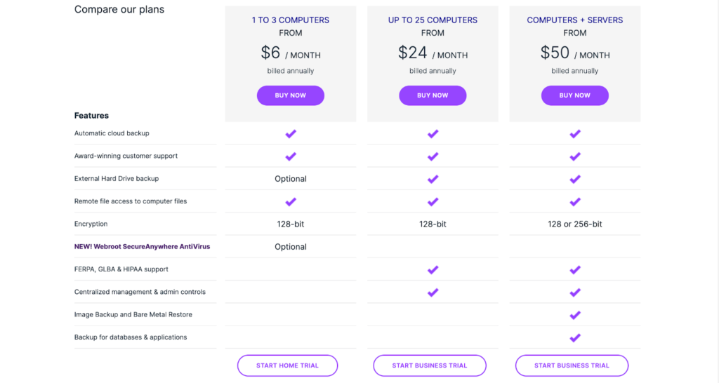 Carbonite pricing