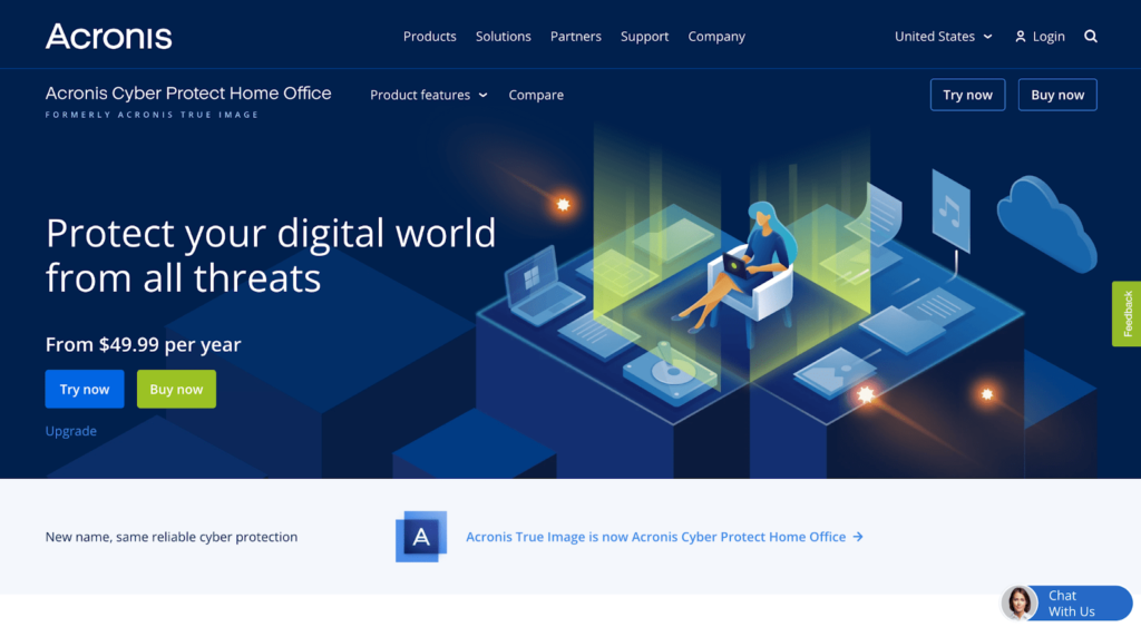 Acronis True Image home page