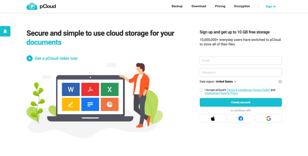 pCloud home page