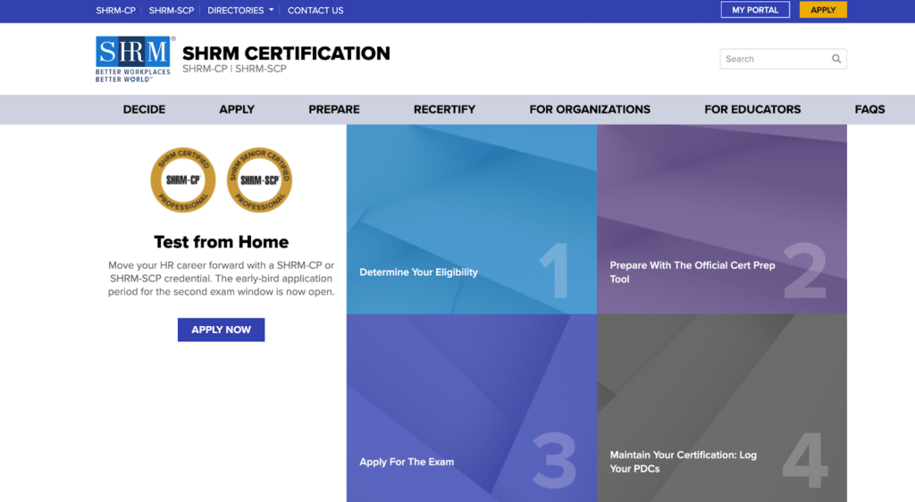 SHRM Certification by SHRM home page