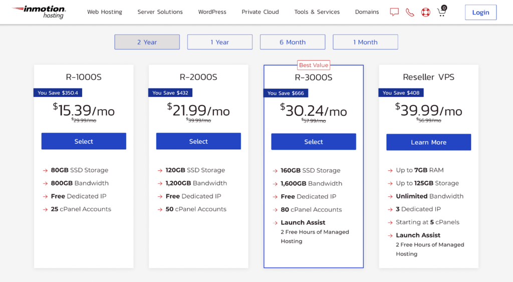 InMotion 2-year pricing plans