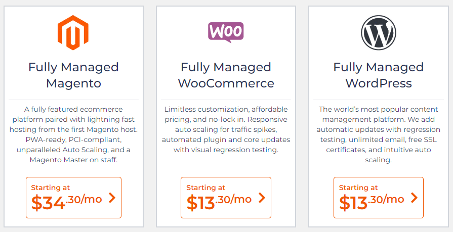 Nexcess hosting plans for Magento, WooCommerce, and WordPress