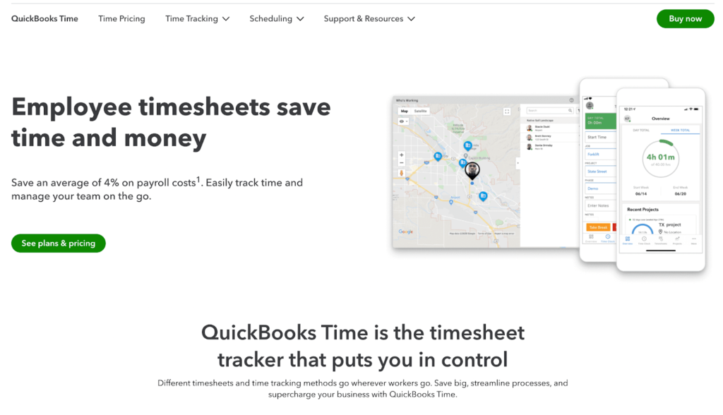 QuickBooks Time home page