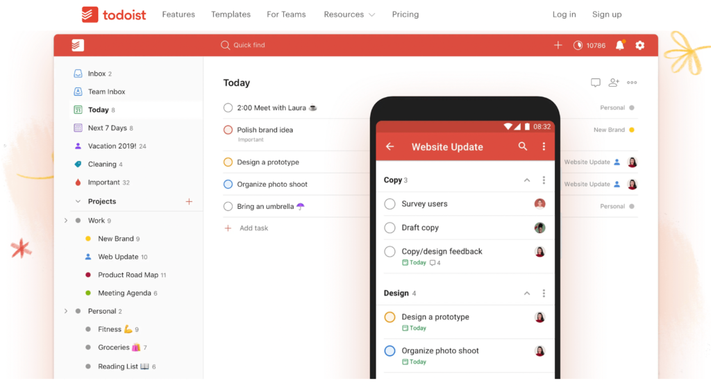 Todoist home page