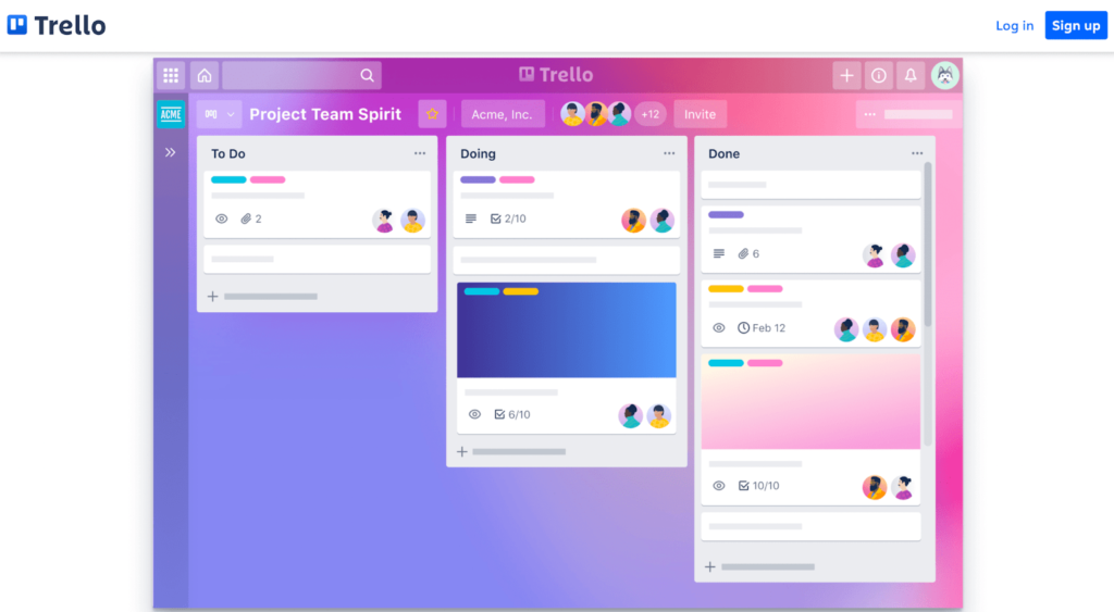 Trello home page