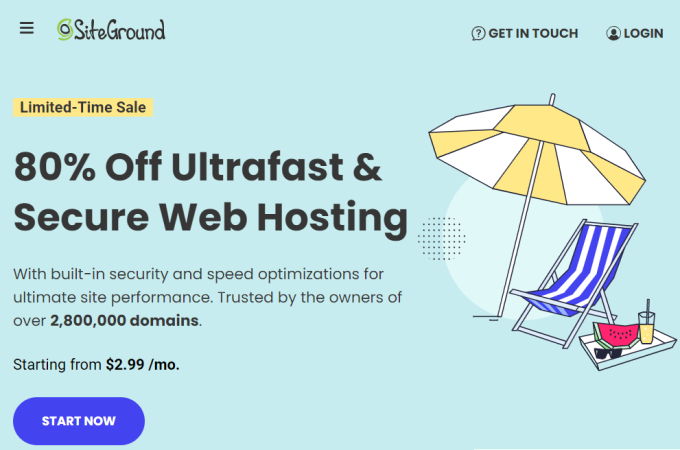 Siteground web hosting landing page