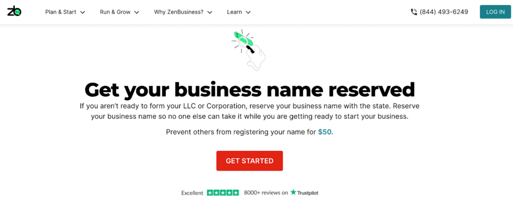 ZenBusiness home page