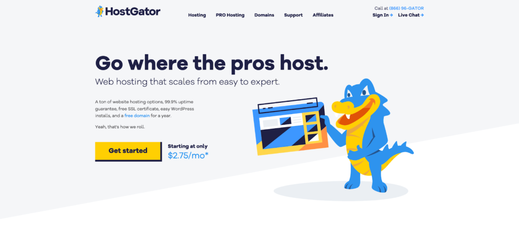 HostGator home page