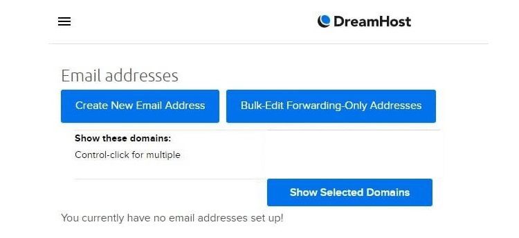 DreamHost create a new email address page
