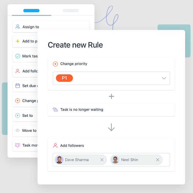 Asana create custom rules feature