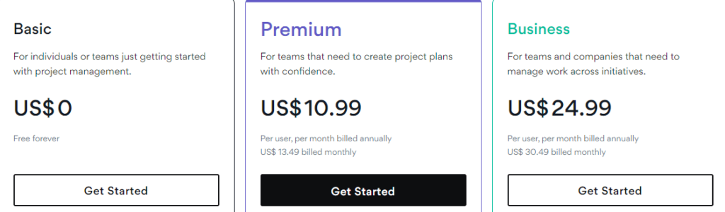 Asana pricing plans