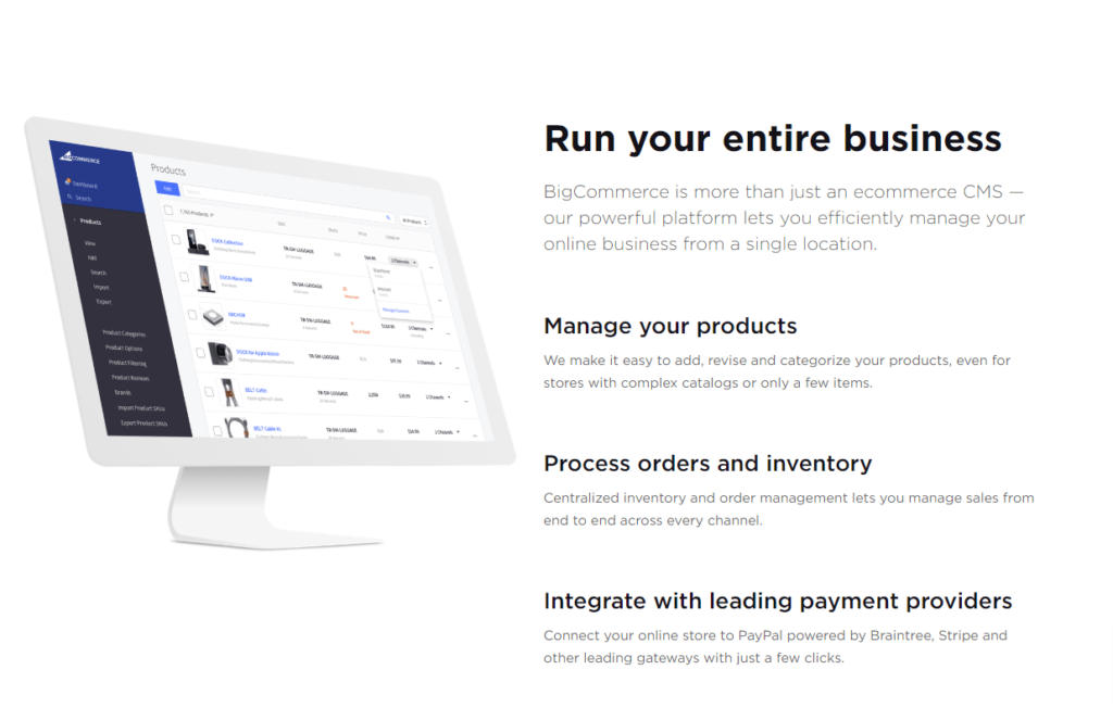 BigCommerce ecommerce inventory management page