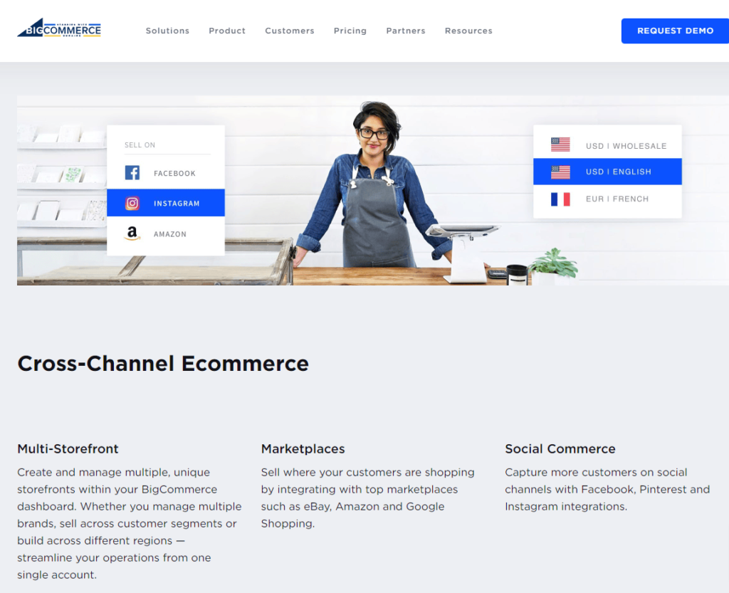 BigCommerce cross-channel ecommerce platform page