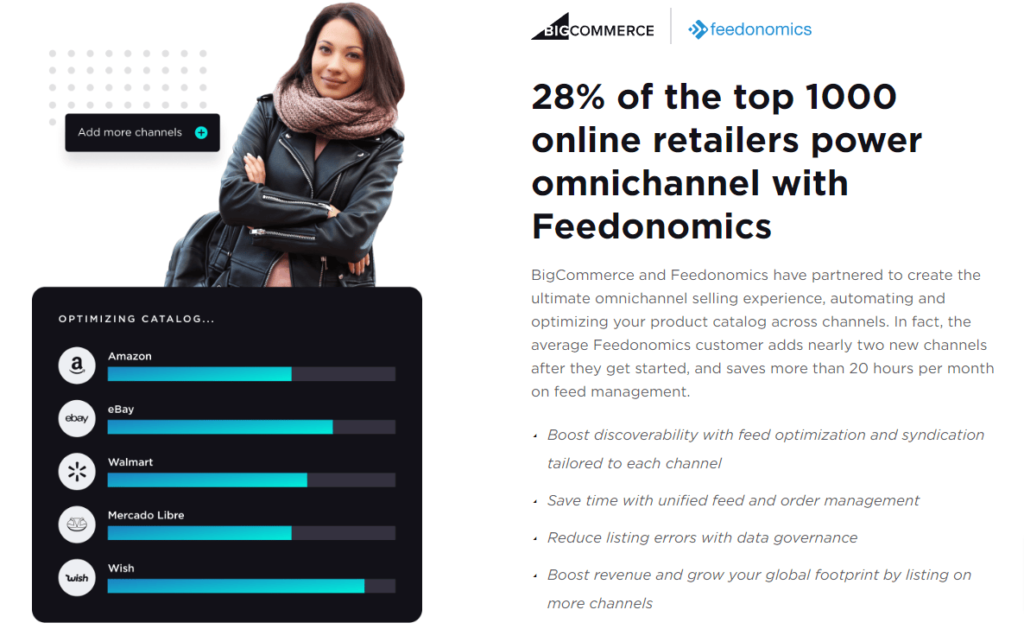 BigCommerce and Feedonomics partnership page