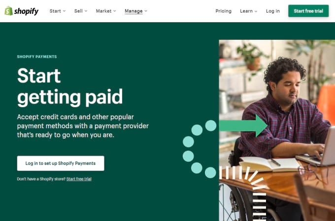 Shopify payments landing page