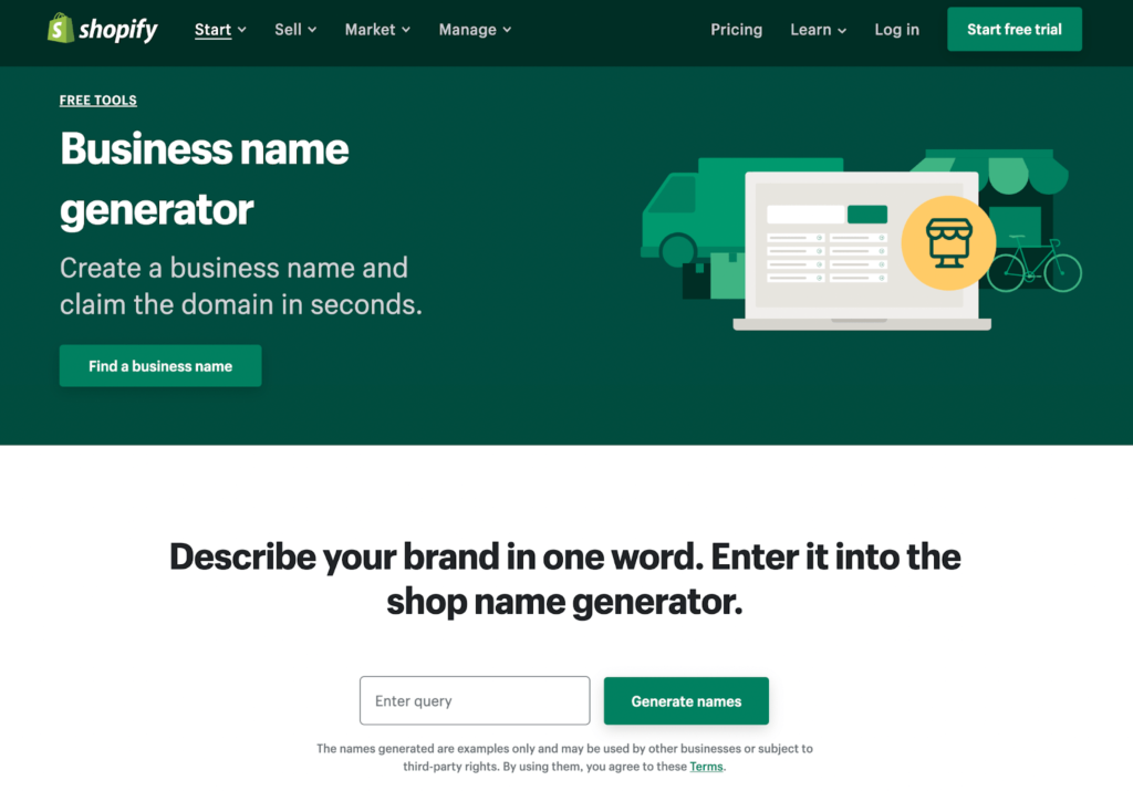 Shopify business name generator