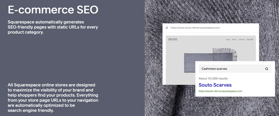 Squarespace ecommerce SEO page