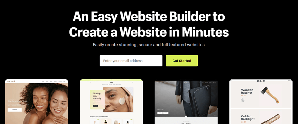 Shopify website builder landing page