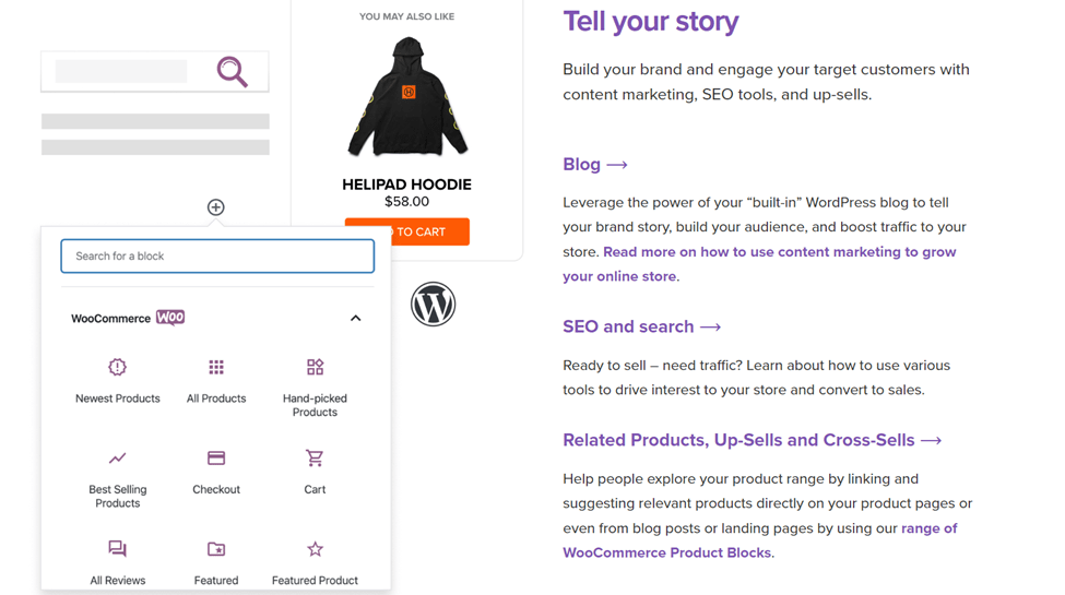 WooCommerce page to tell your story using SEO tools