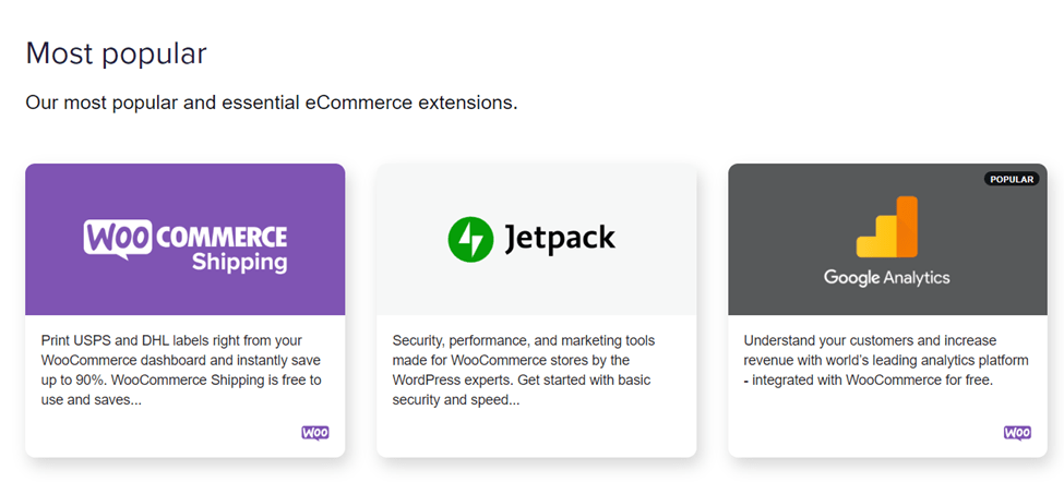 WooCommerce apps and plugins page