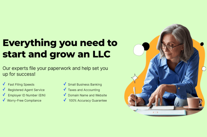ZenBusiness landing page for business formation services