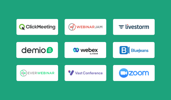 Company logos for our best webinar software reviews