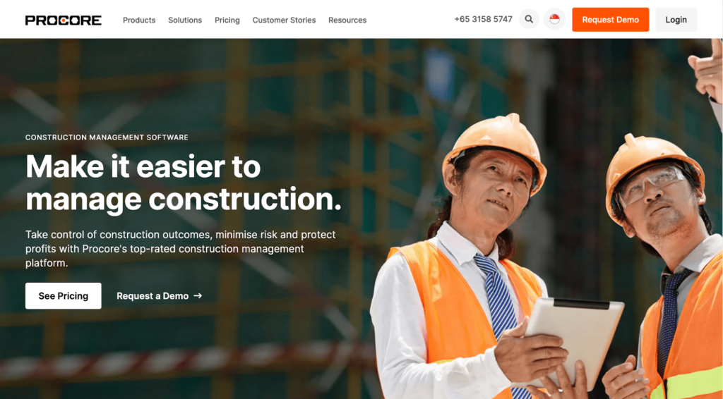 Procore home page