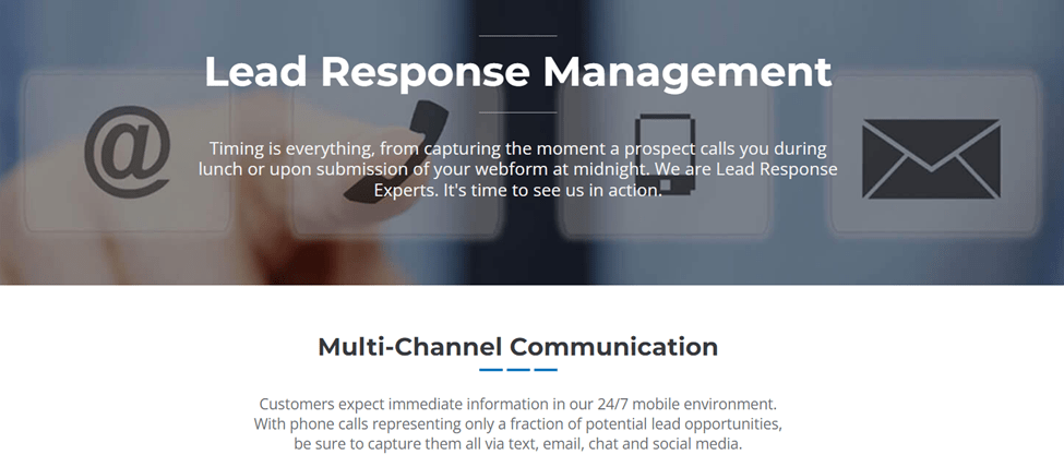 Screenshot of Lead Response Management page
