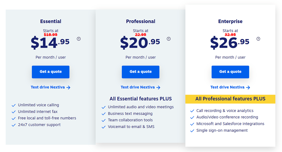 Nextiva pricing plans