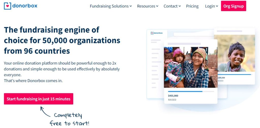Donorbox home page