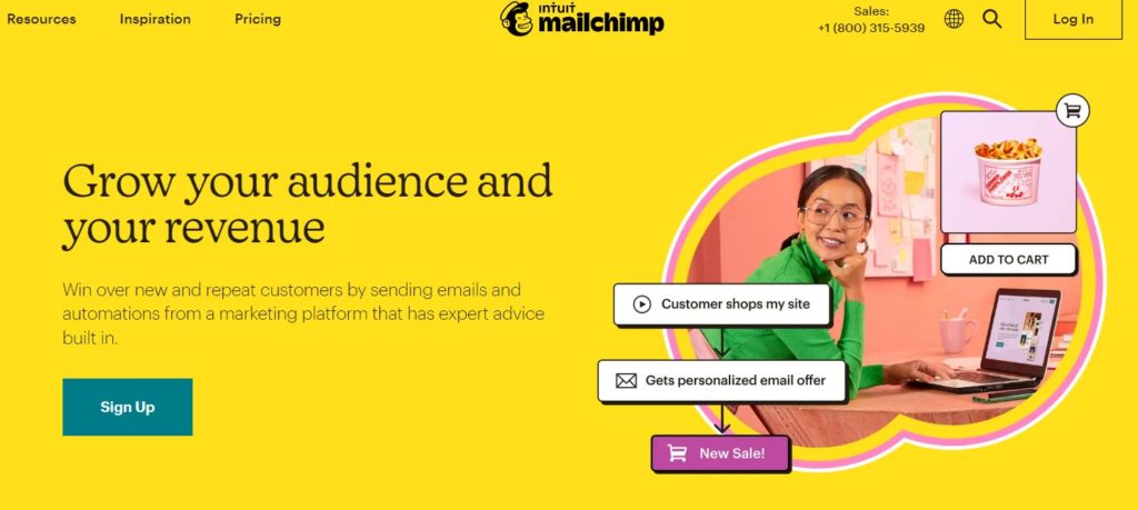 Mailchimp home page
