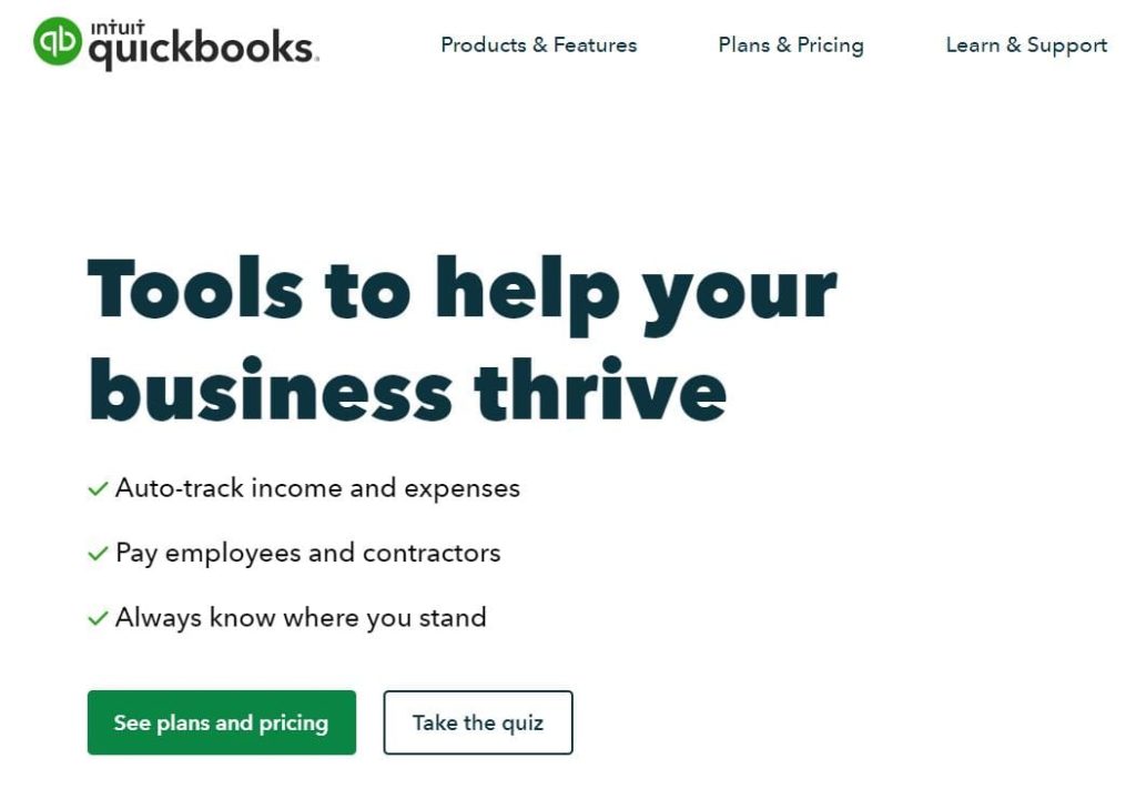 Quickbooks home page