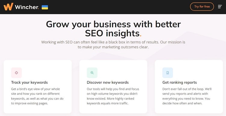 Wincher SEO insights landing page