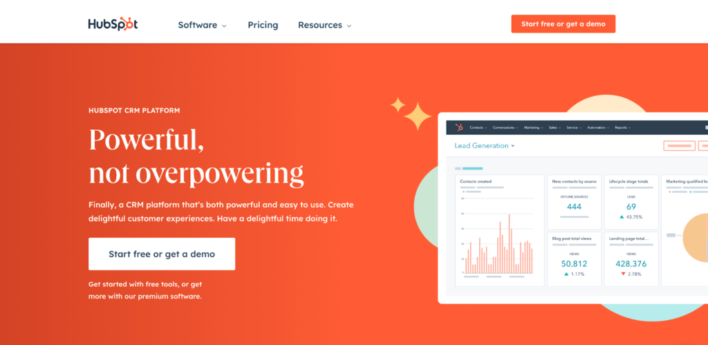 HubSpot CRM platform landing page