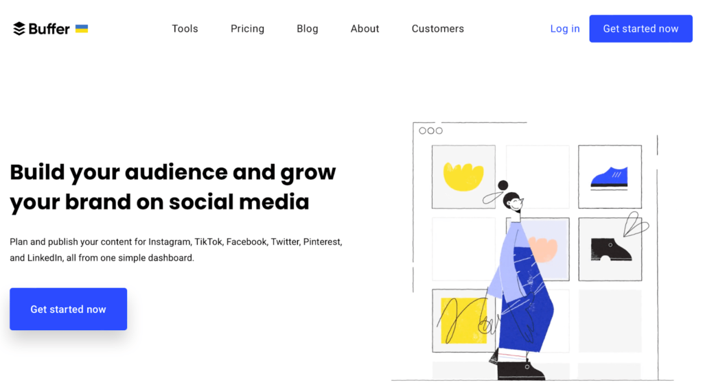 Buffer landing page for building your audience and growing your brand on social media