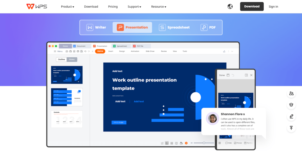 WPS Office home page