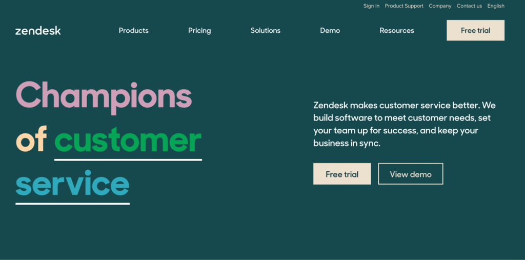 Zendesk home page
