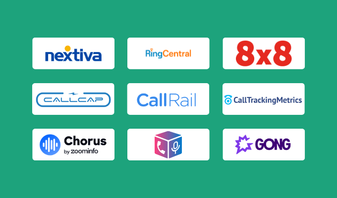 Company logos for our best call recording software reviews