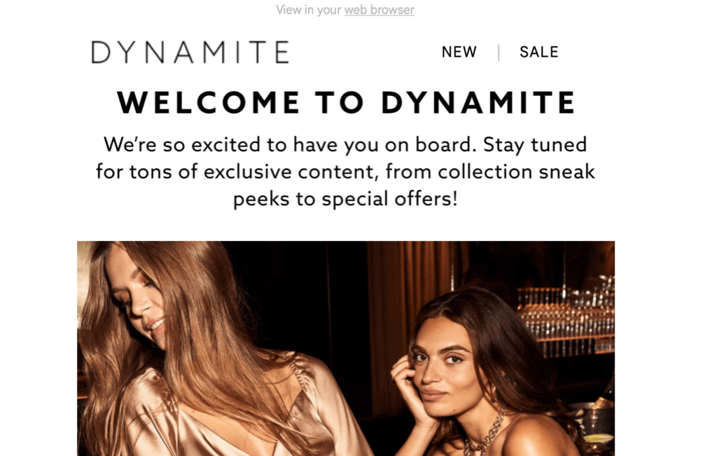 Screenshot of an example of an email campaign from the brand Dynamite