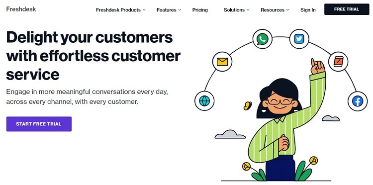 Screenshot of Freshdesk homepage