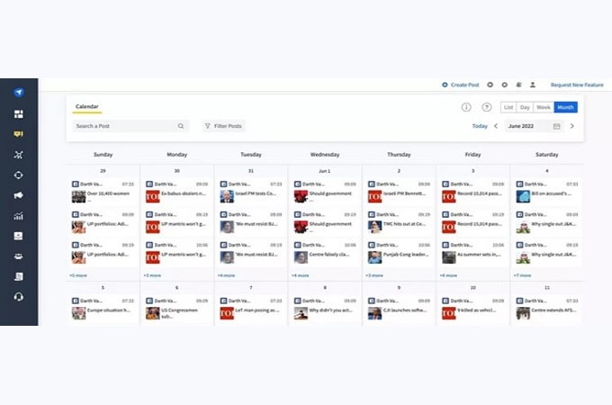 Screenshot of SocialPilot social media posting calendar